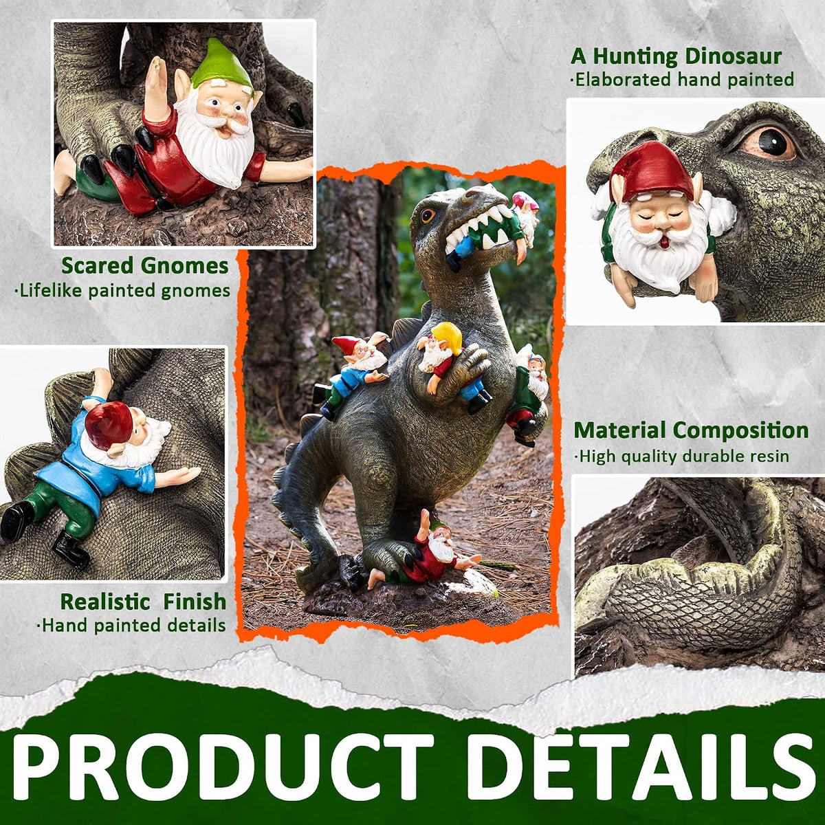 Garden Gnomes Statue Dinosaur Outdoor Decor Gifts
