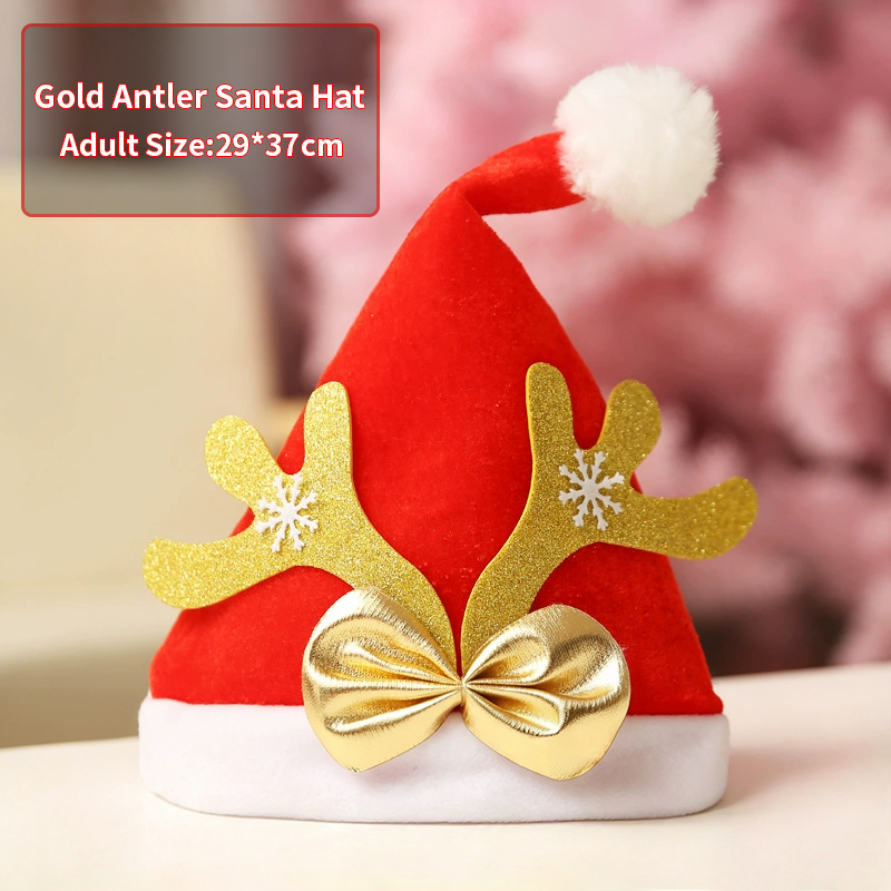 Gold Antler Santa Hat-(Adult)