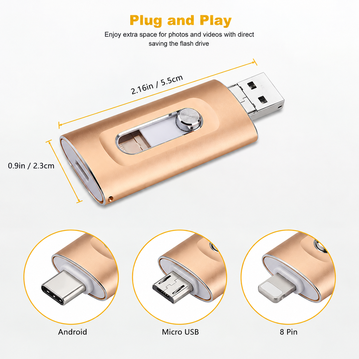4-in-1 USB Flash Drive – Back Up Photos & Videos and Free Up Phone Storage