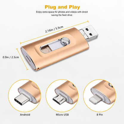 4-in-1 USB Flash Drive – Back Up Photos & Videos and Free Up Phone Storage