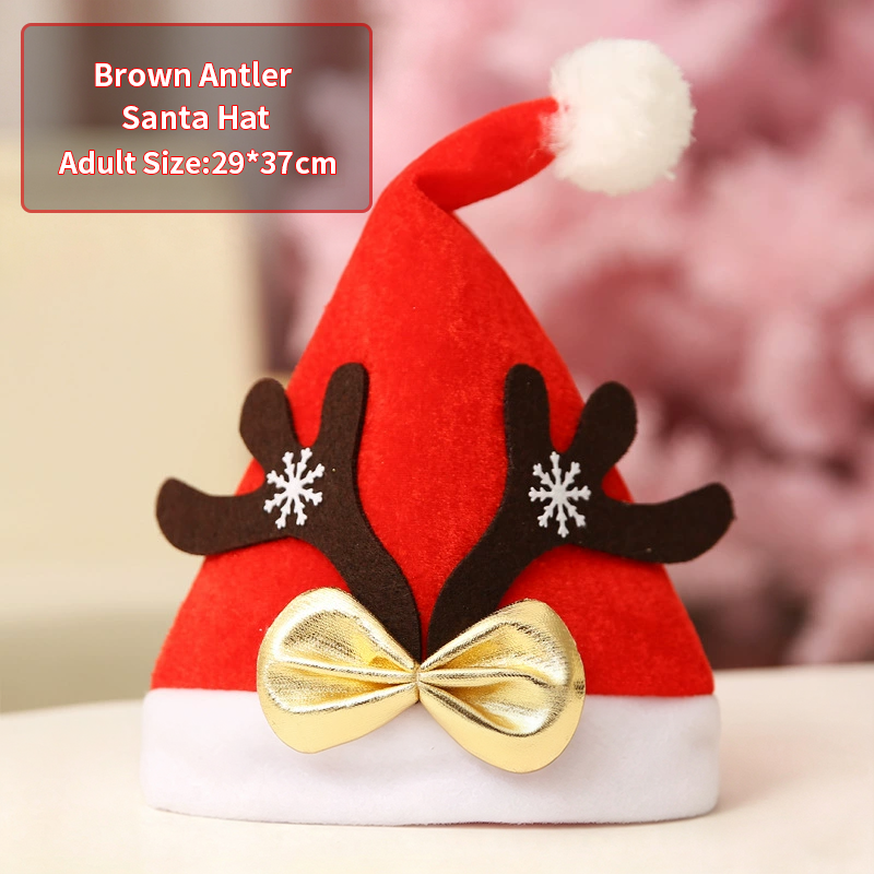 Brown Antler Santa Hat-(Adult)