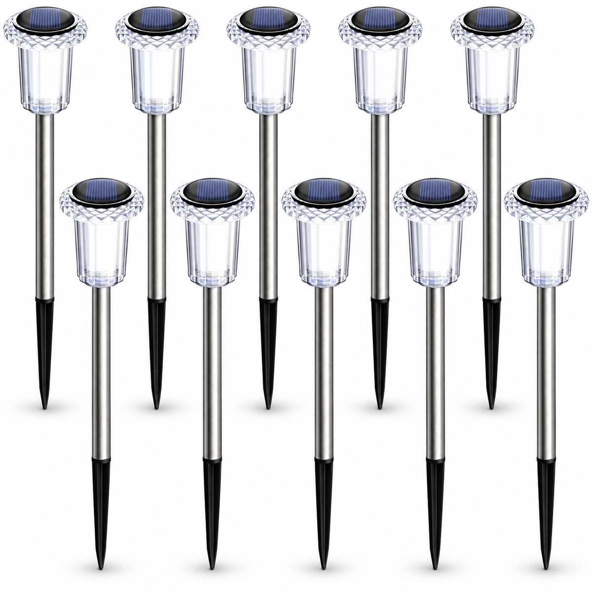 10 Pack Solar Pathway Lights Outdoor Waterproof