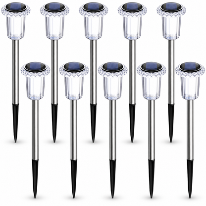 10 Pack Solar Pathway Lights Outdoor Waterproof