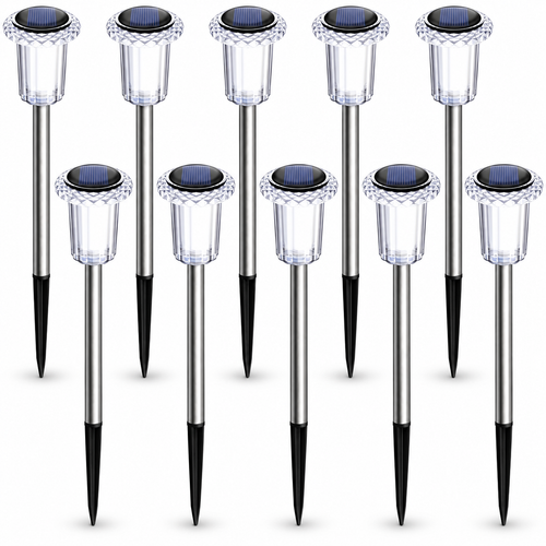 10 Pack Solar Pathway Lights Outdoor Waterproof