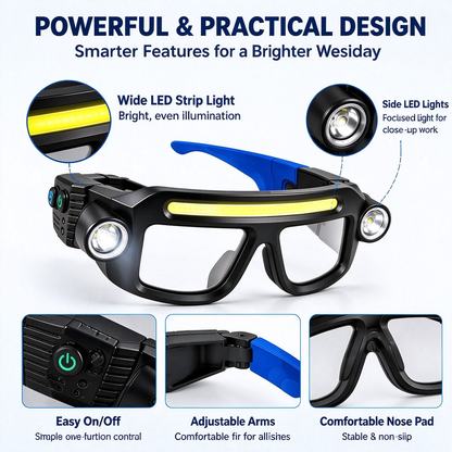 LED Work Glasses for DIY & Repairs – Hands-Free Lighting for Close-Up Tasks