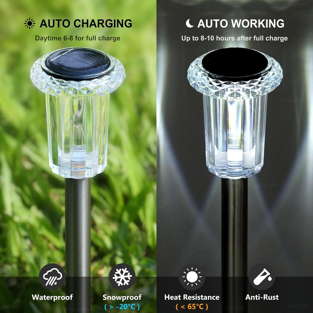 10 Pack Solar Pathway Lights Outdoor Waterproof