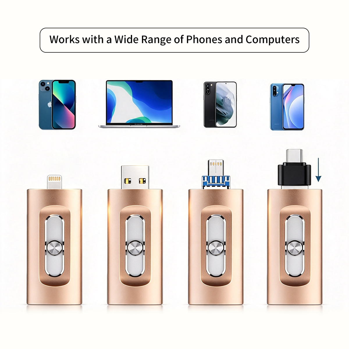 4-in-1 USB Flash Drive – Back Up Photos & Videos and Free Up Phone Storage