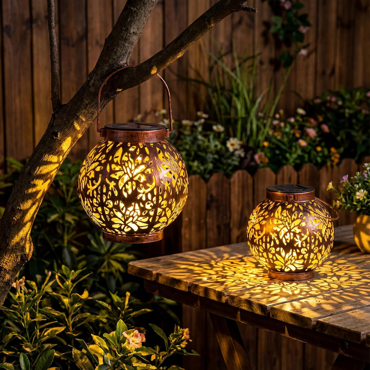 2 Pack Outdoor Solar Hanging Lantern Lights