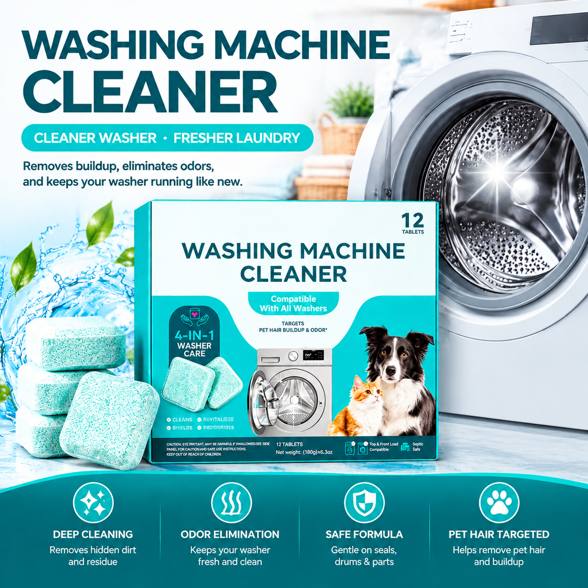 Deep Cleaning Washing Machine Cleaner – Compatible with All Washer Types