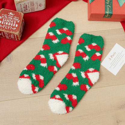 Christmas Plush Socks – Thick Coral Fleece Winter Floor Socks, Warm Fuzzy Sleeping Socks