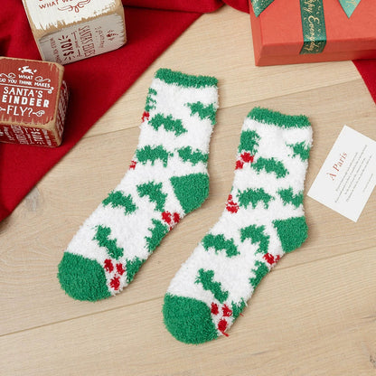 Christmas Plush Socks – Thick Coral Fleece Winter Floor Socks, Warm Fuzzy Sleeping Socks
