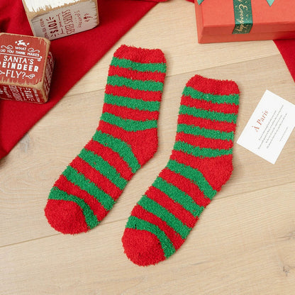 Christmas Plush Socks – Thick Coral Fleece Winter Floor Socks, Warm Fuzzy Sleeping Socks