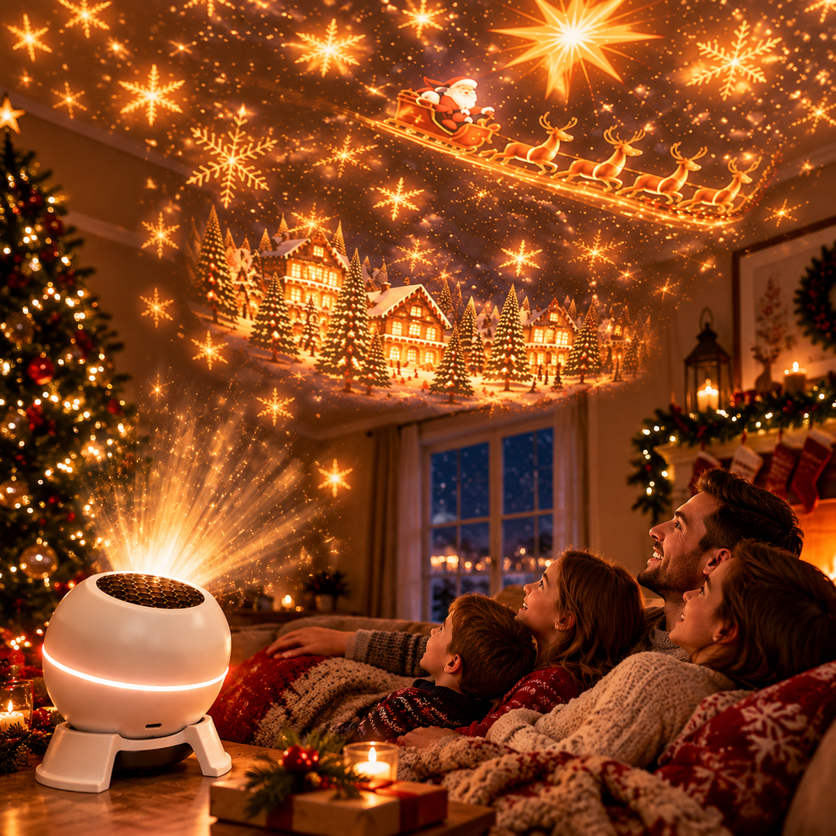 Christmas Projection Light Gift – Rotating LED Starry Sky Lamp