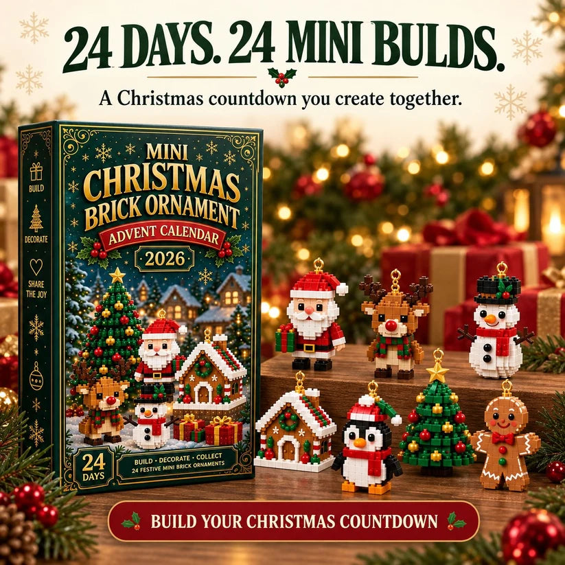 ⏳ Last Day 50% OFF – 🎄24-Day Mini Christmas Brick Ornament Advent Calendar | 24 Unique Buildable Holiday Ornaments to Create, Hang & Keep 🧱