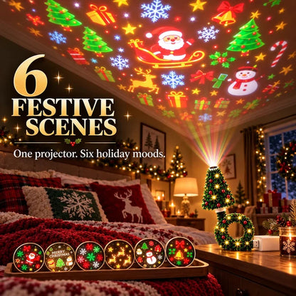 ⏳ Last Day 50% OFF：USB Christmas Projection Lamp with 6 Festive Scenes
